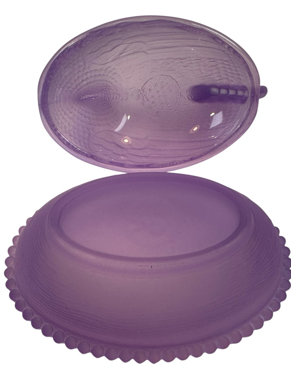 Rose’s Closet Purple Satin Glass Hen on Nest 3 1/2” tall 4 3/4” long New - Picture 8 of 9